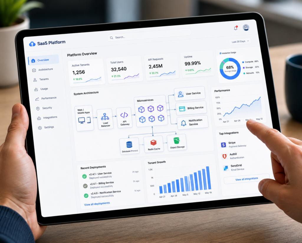 Scalable SaaS platform dashboard designed for business growth
